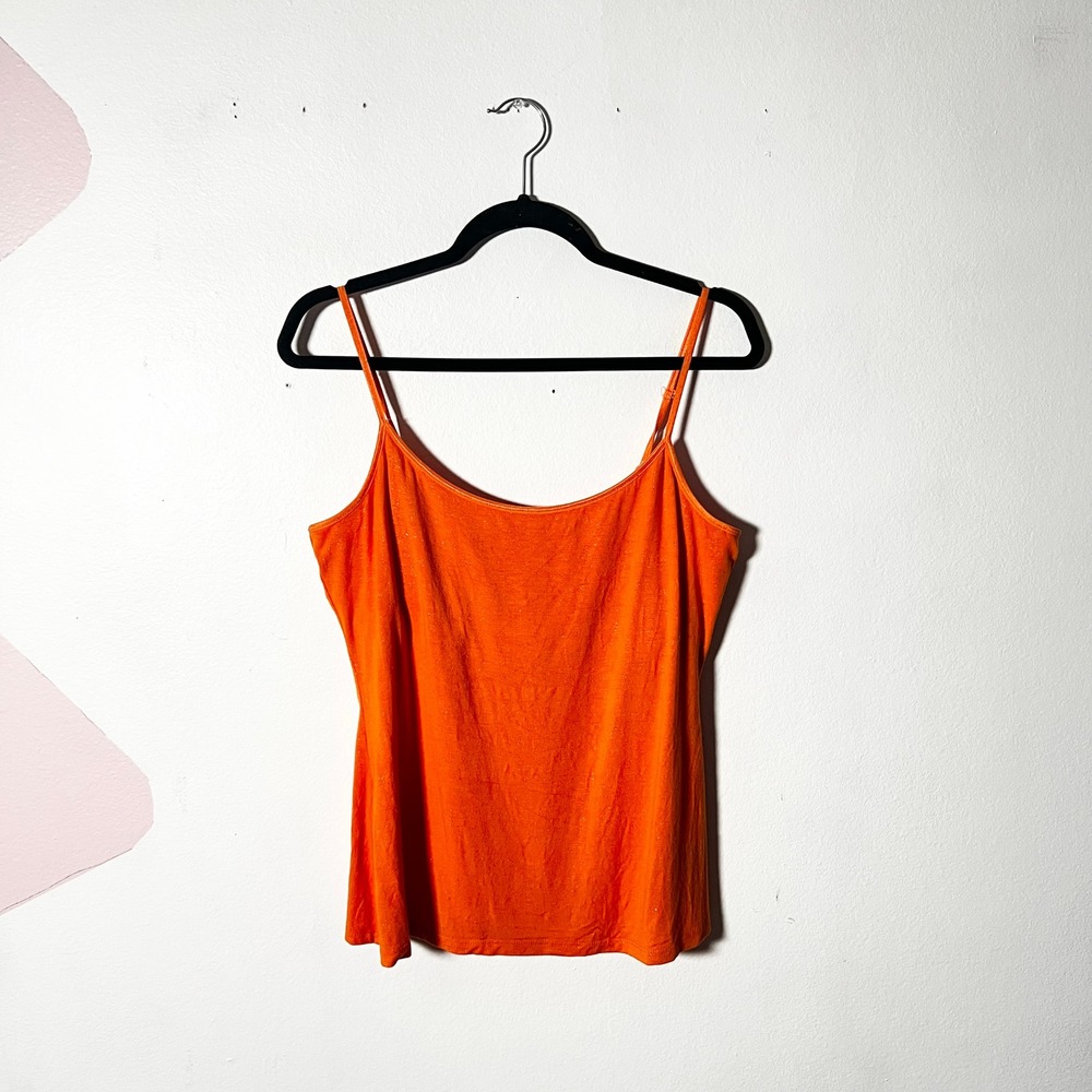 Vtg Y2k 2000s Cami Top XL Orange Shimmer Euro Vintage